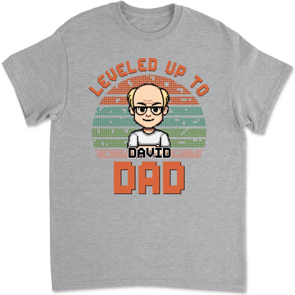 Custom First Father's Day, Christmas Gift for New Dad • Leveled Up - Personalized T-shirt And Onesie
