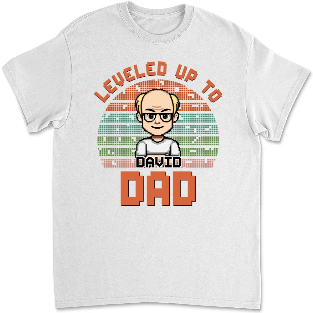 Custom First Father's Day, Christmas Gift for New Dad • Leveled Up - Personalized T-shirt And Onesie