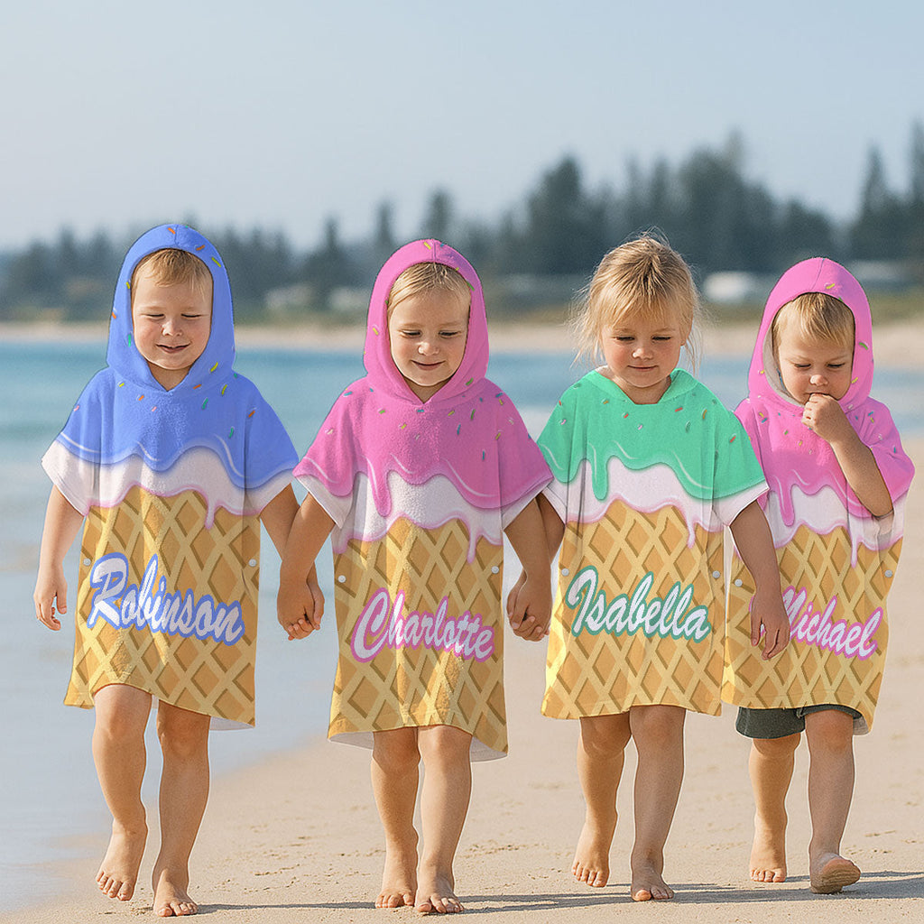 Ice Cream - Personalized Hooded Beach Towel