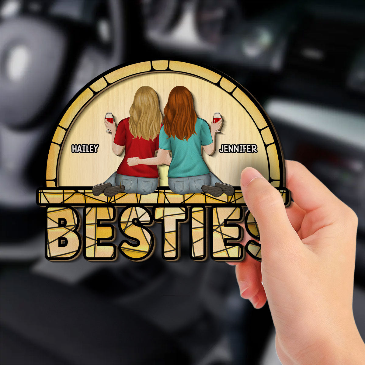 Besties - Personalized Car Visor Clip