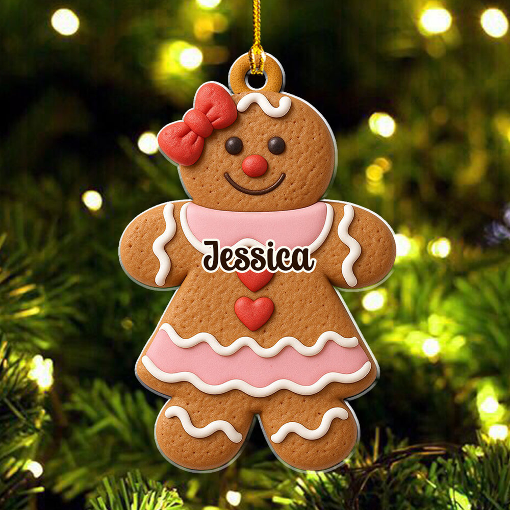 Custom Family Ornament, Christmas Gift for Family Members •  Gingerbread Cutie Crew - Personalized Acrylic Ornament
