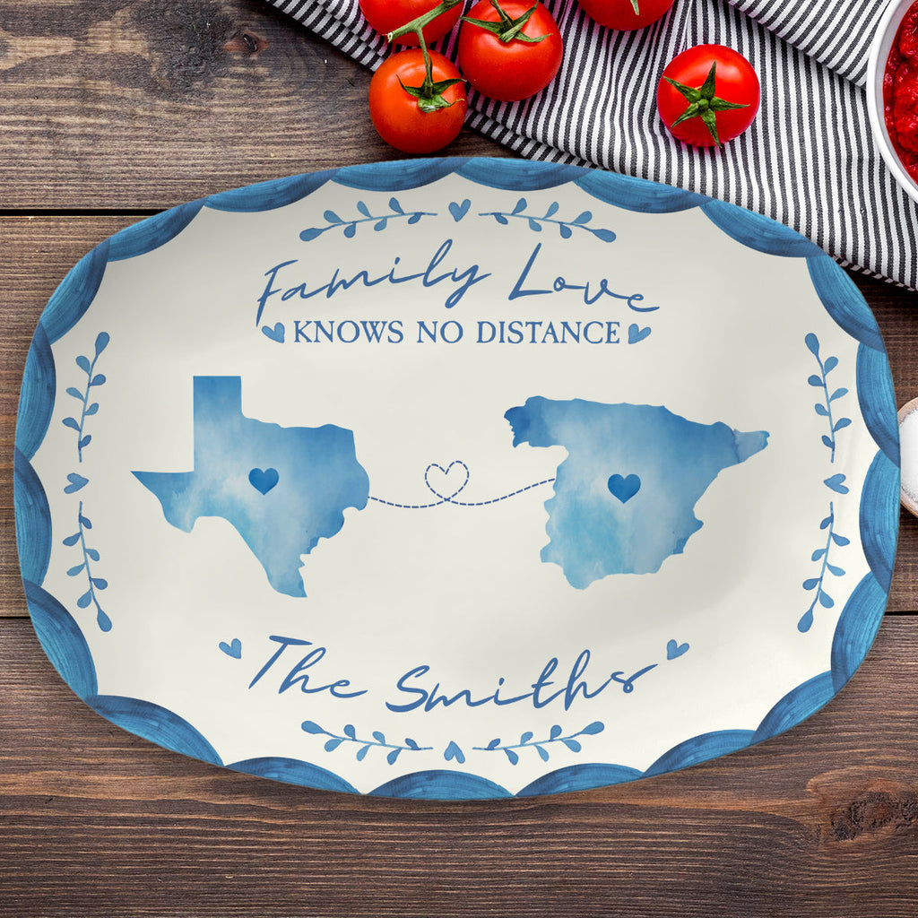Family Love Knows No Distance - Personalized Platter