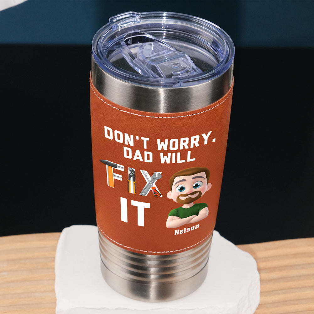 Custom Father's Day Birthday Gifts For Dad • Best Dad - Personalized Leather Tumbler