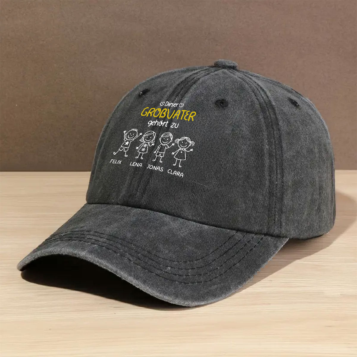 Custom Christmas Headwear Birthday Gifts for Grandpa • Dieser Opa gehört uns – Personalisierte Vintage-Denim-Kappe im Used-Look