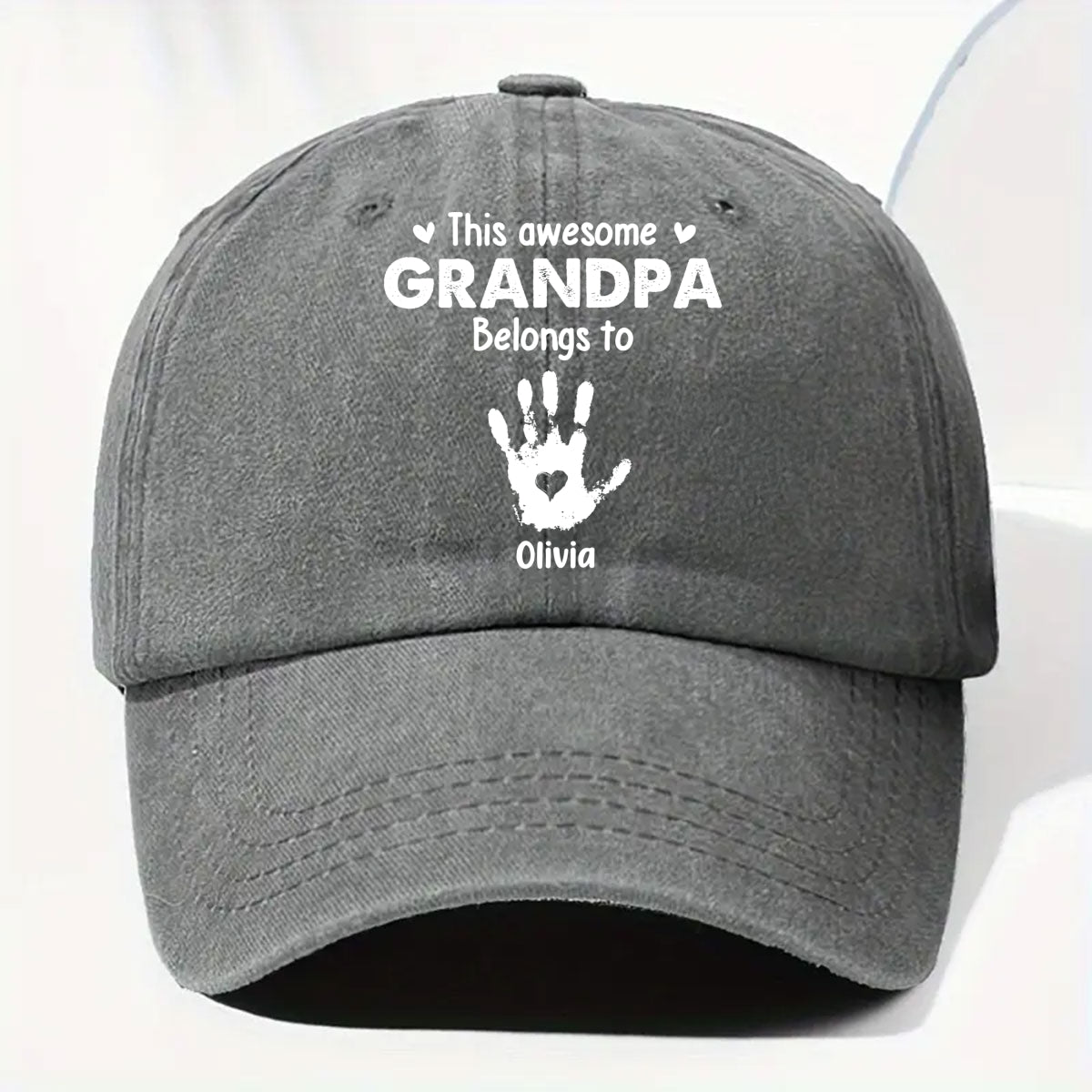 Custom Christmas Headwear Birthday Gifts for Grandpa • This Awesome Grandpa Belongs To - Personalized Vintage Washed Denim Cap