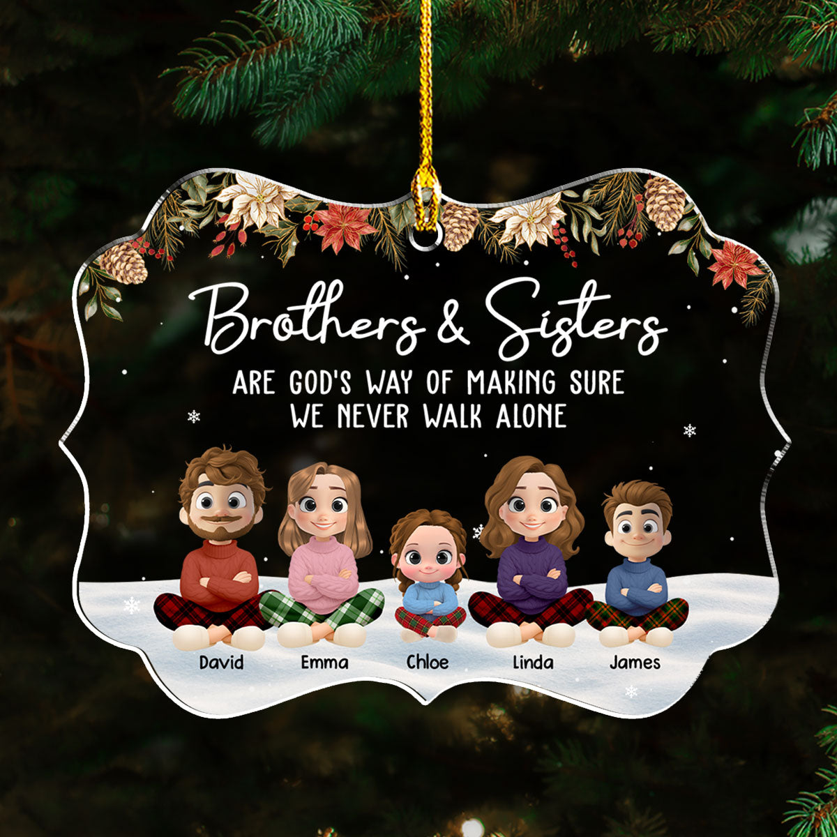 Custom Brothers & Sisters Christmas Ornament •  Together Always Brothers and Sisters - Personalized Acrylic Ornament