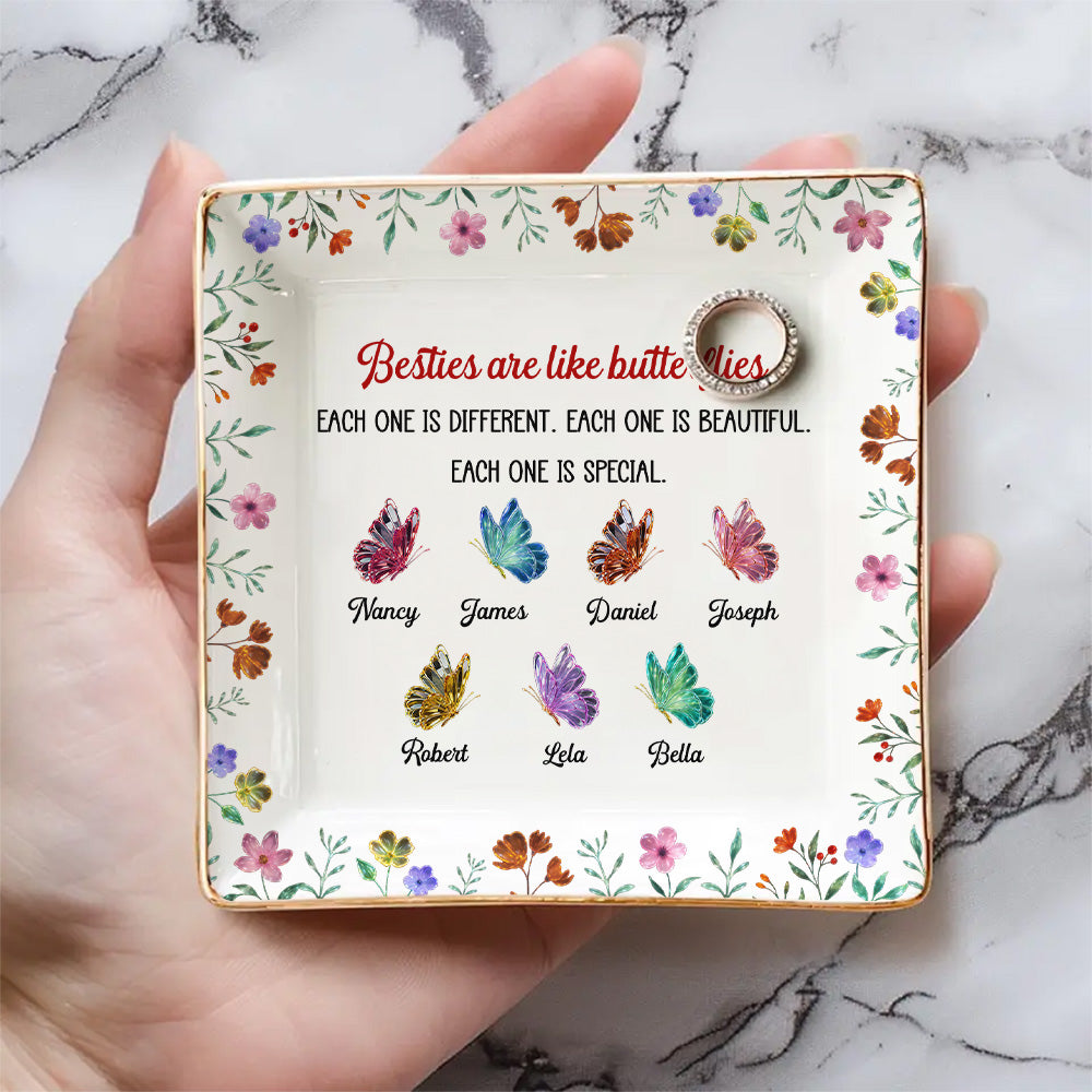 Custom Trinket Dish, Meaningful Birthday Gift For Her • Festive Sister Love - Personalized Jewelry Dish