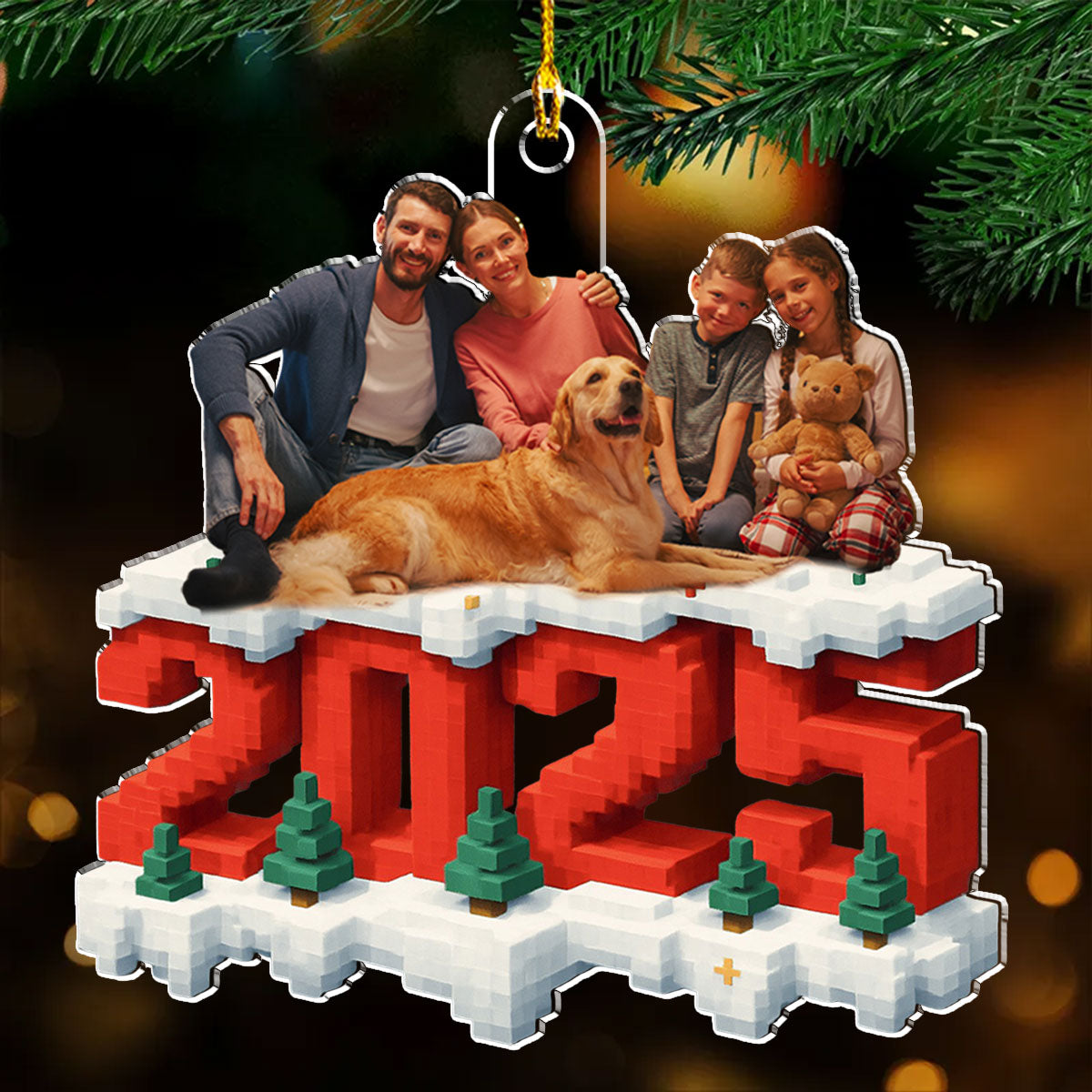 Custom Photo Family Ornament, Christmas Gift for Family Members • All Of Us In This Year Photo - Personalized 3D Effect Acrylic Ornament