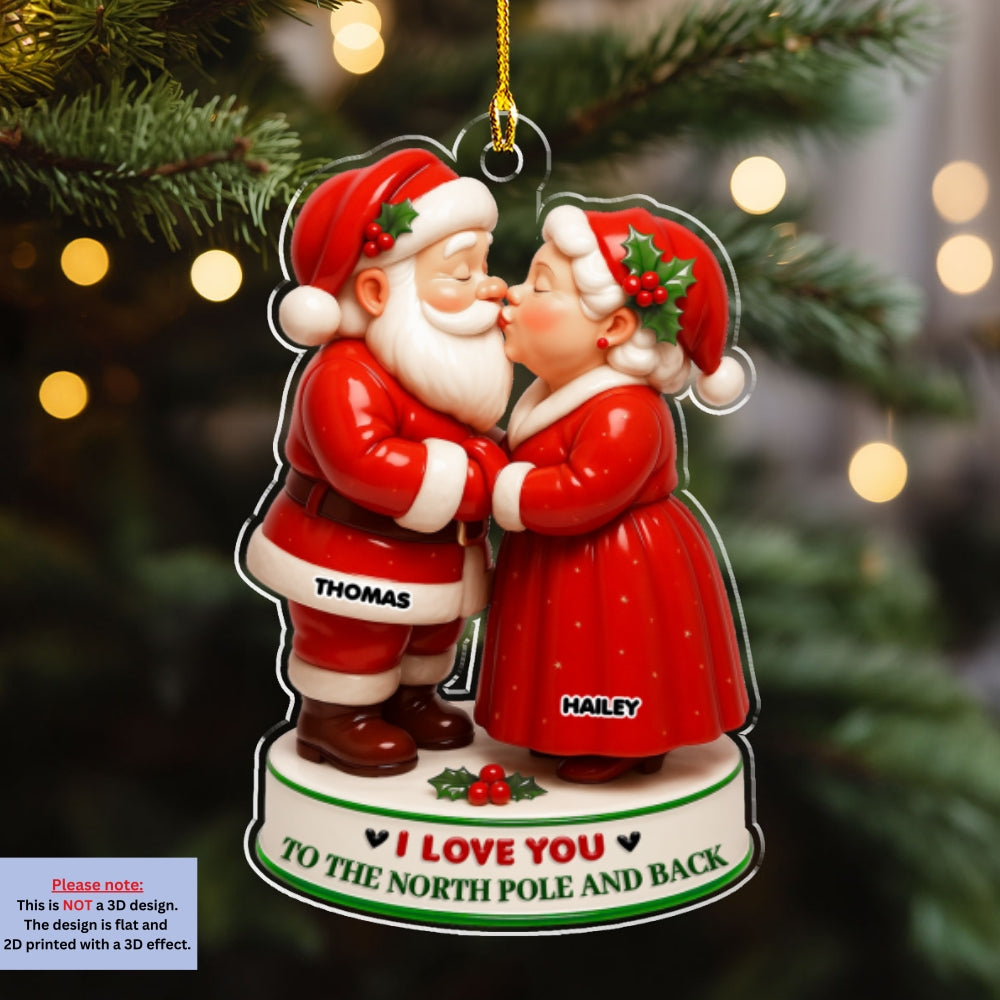 Custom Couple Christmas Ornament, Anniversary Gift •  I Love You - Personalized 3D Effect Acrylic Ornament