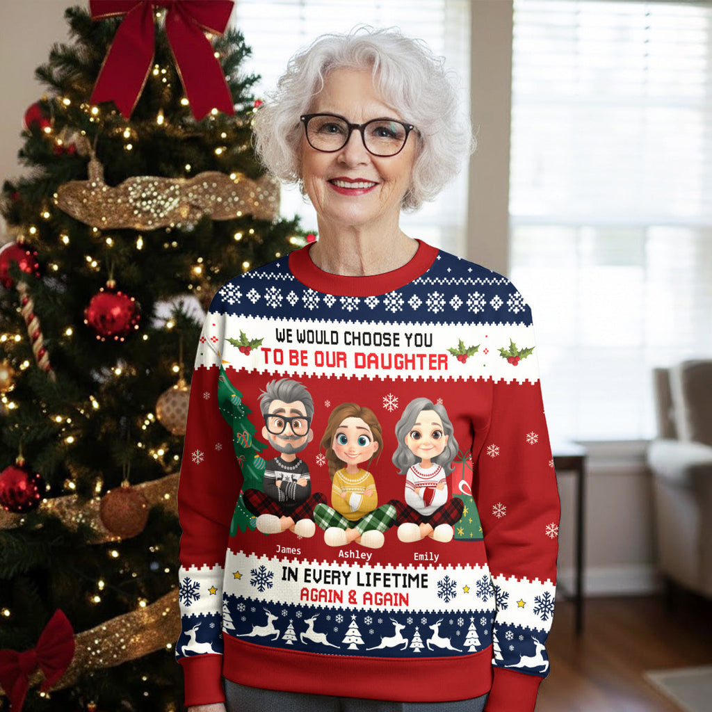 Custom Family Christmas Sweatshirt, Gift for Family Members • Always Choose You - Personalized All-Over-Print Sweatshirt