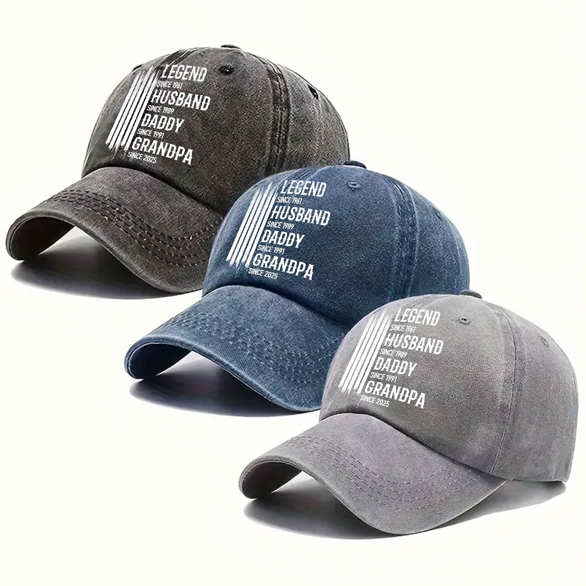 Custom Christmas Headwear Birthday Gifts for Dad, Grandpa • The Original Legend - Personalized Vintage Washed Denim Cap