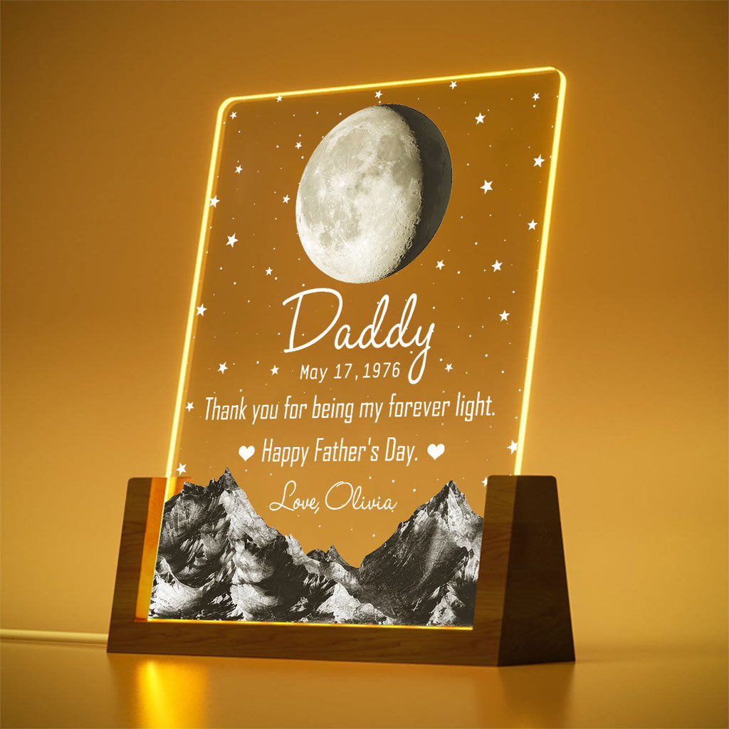 Custom Father's Day Gift for Dad Grandpa • For Being My Forever Light - Personalized Night Light