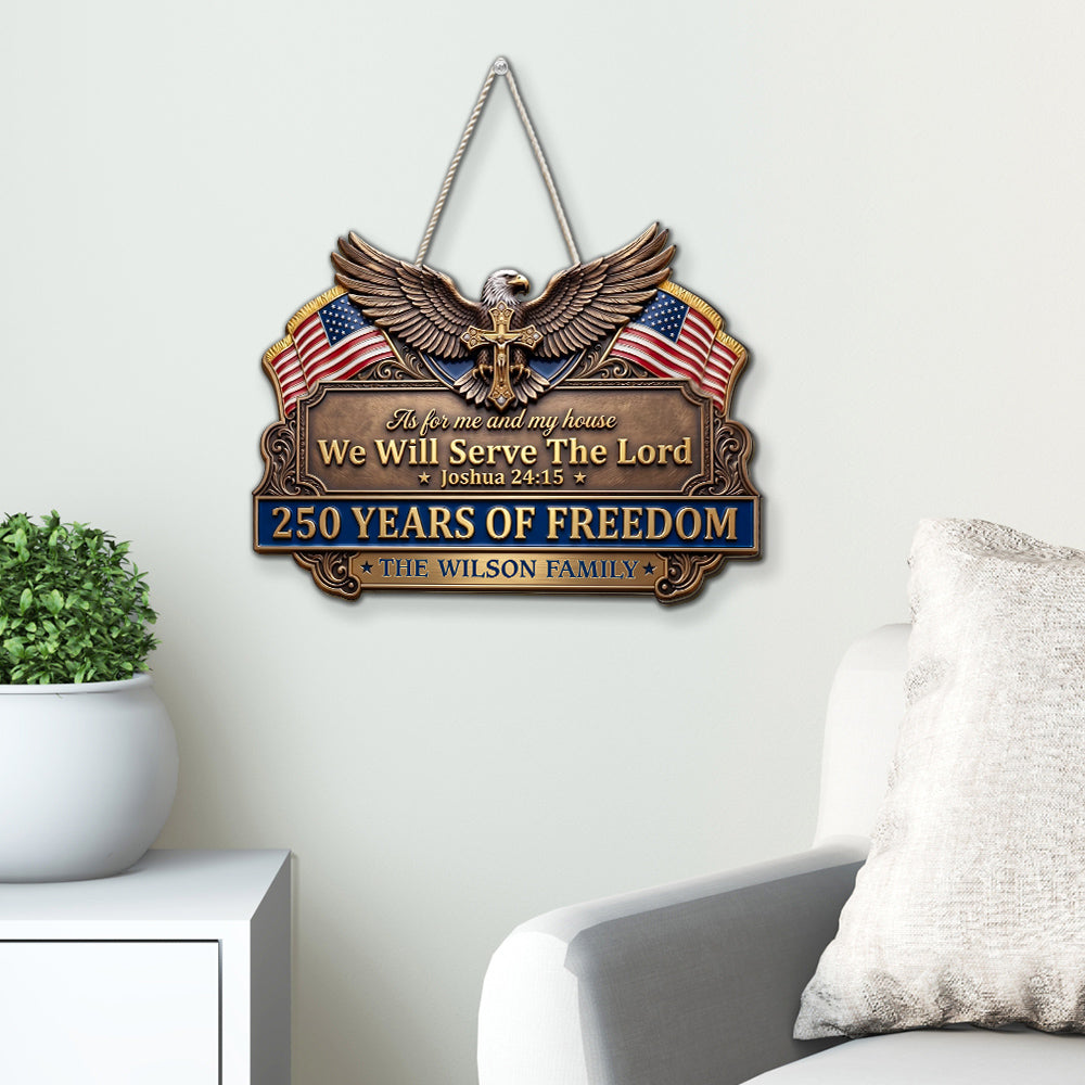 Custom Home & Wall Decor, Birthday & Christmas Gift • Our Home Serves The Lord - Personalized Wood Sign