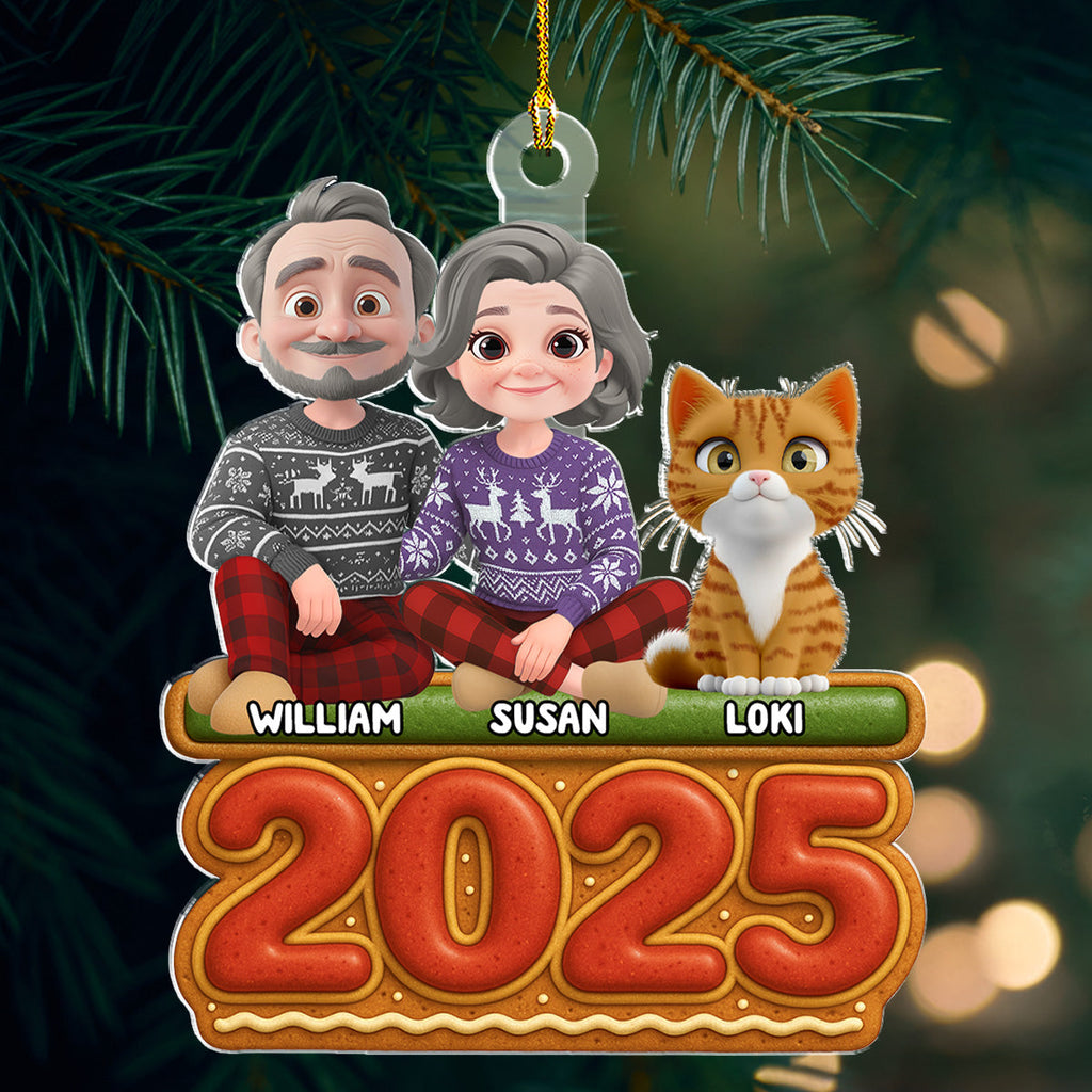 Custom Family Ornament, Christmas Gift for Family Members •  Our Family Cookies Cat Version - Personalized Acrylic Ornament