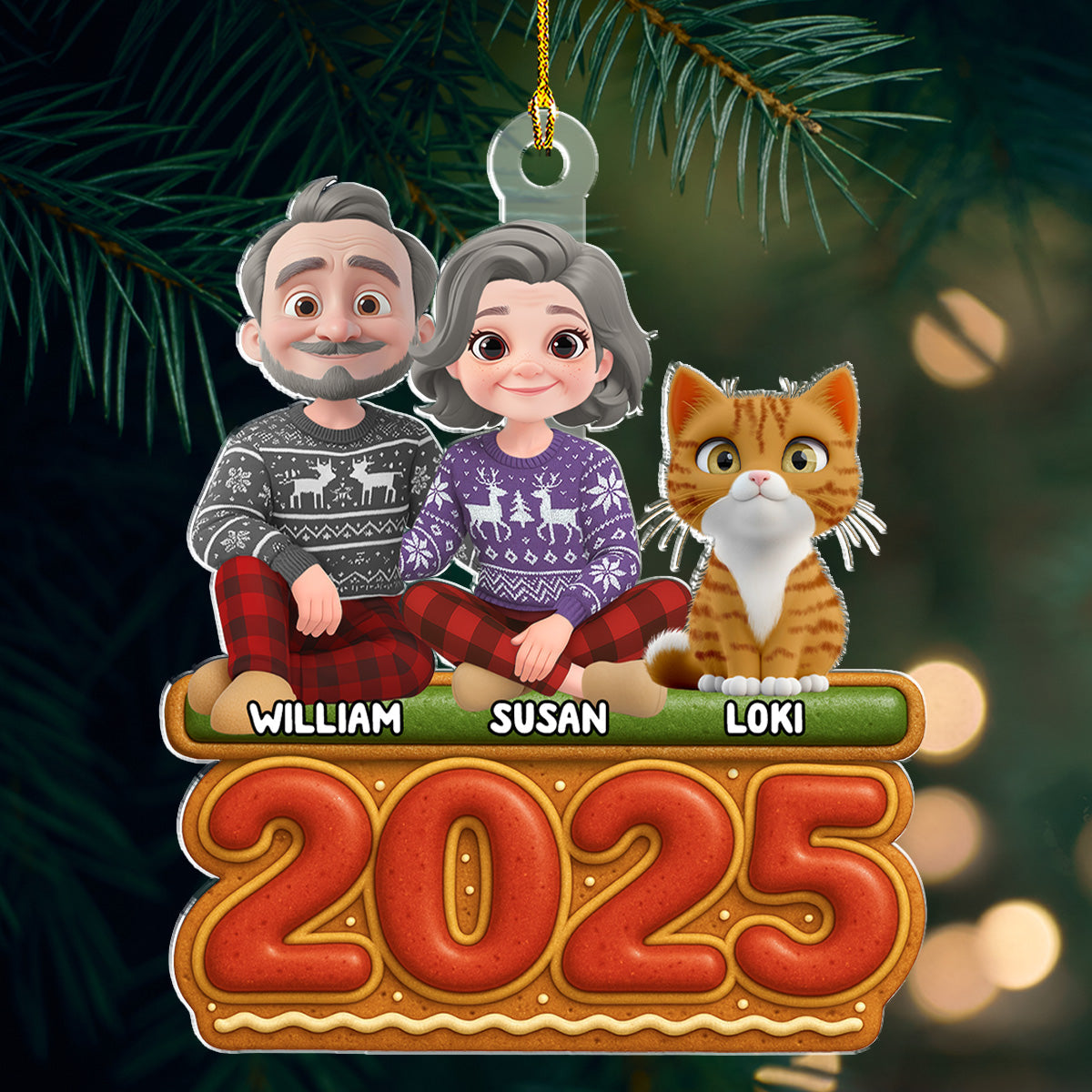 Custom Family Ornament, Christmas Gift for Family Members •  Our Family Cookies Cat Version - Personalized Acrylic Ornament