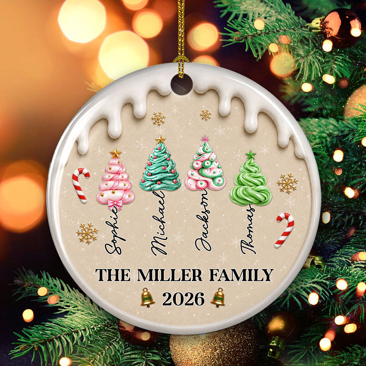 Custom Keepsake Christmas Ornament •  Christmas Tree 2026 - Personalized 3D Inflated Effect Ceramic Ornament