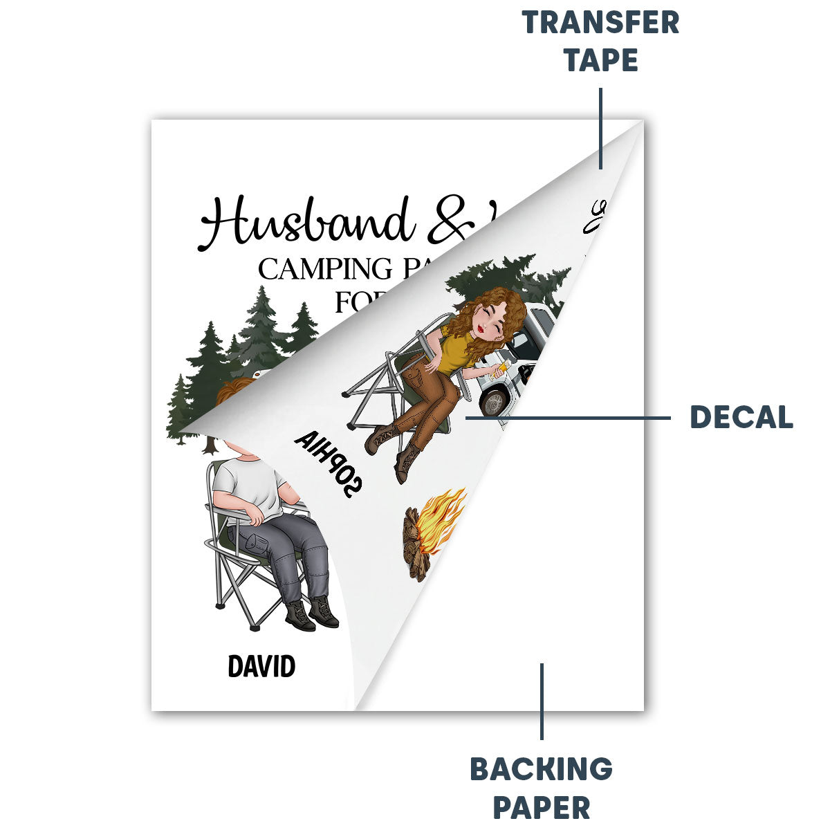 Husband And Wife Camping Partners For Life - Personalized Decal