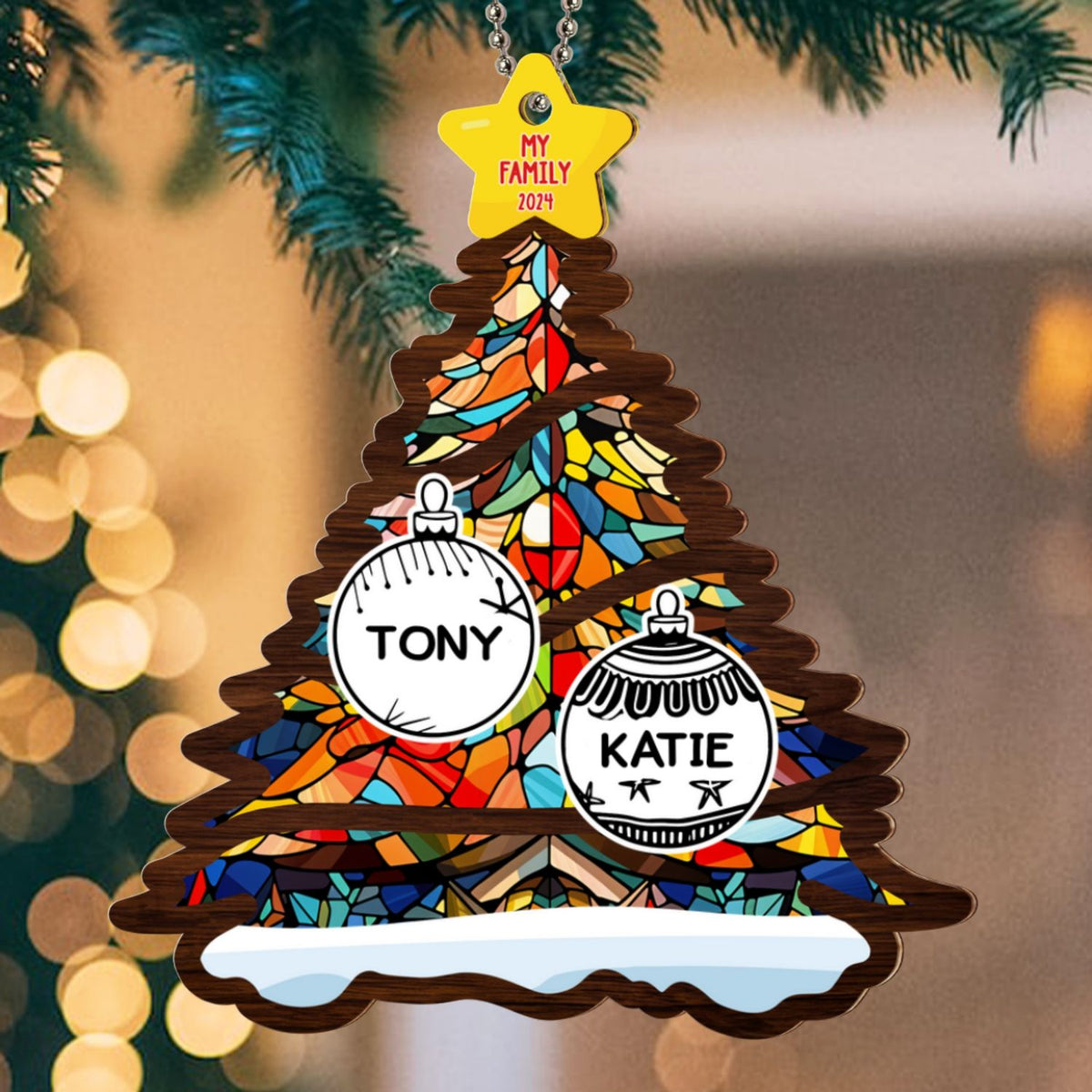 Custom Family Ornament, Christmas Gift for Family Members •  Our Beloved Family - Personalized Suncatcher Ornament