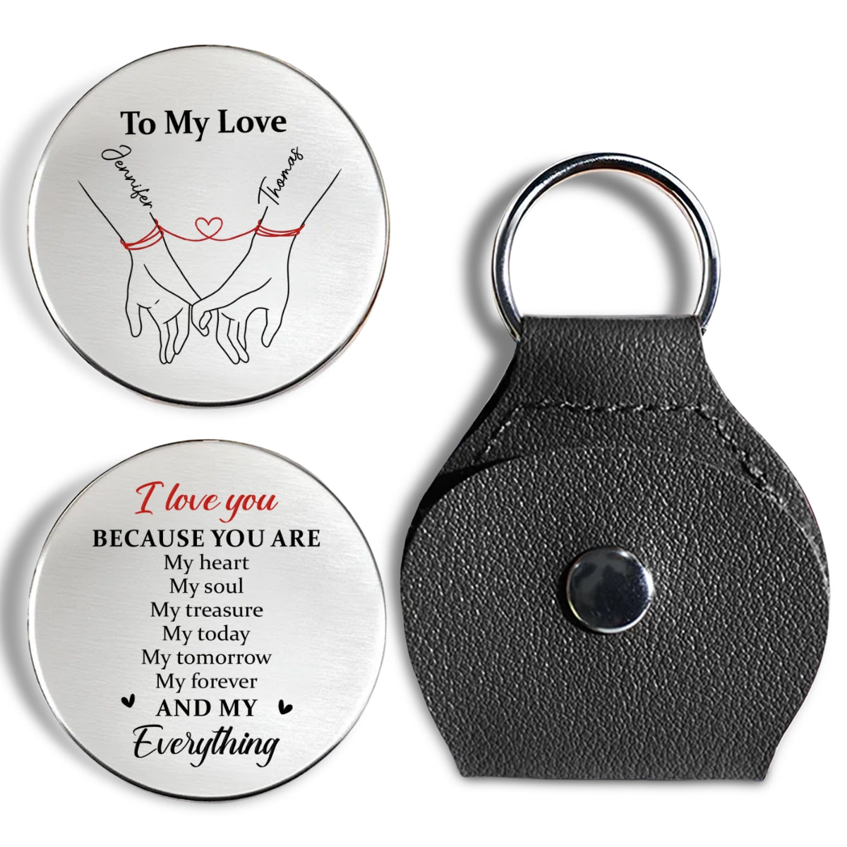 Custom Coin Keychain for Wife, Couple Anniversary Valentine's Day Gifts • Because You Are - Personalized Pocket Hug