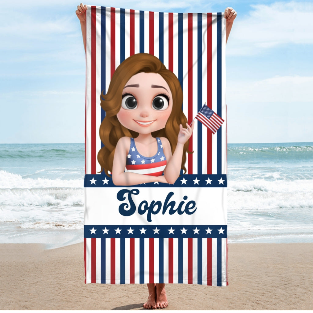 Girl Loves Beach - Personalized Beach Towel