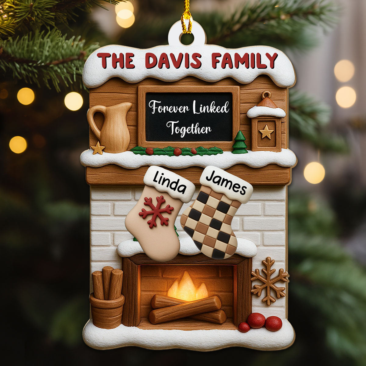 Custom Family Ornament, Christmas Gift for Family Members •  Where Love Holds Us Close - Personalized 3D Effect Wood Ornament