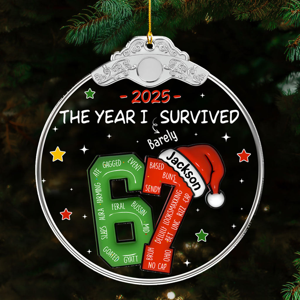Custom Coworker Christmas Ornament, Team Appreciation Gift •  Coworker Six Seven Slang - Personalized Acrylic Ornament