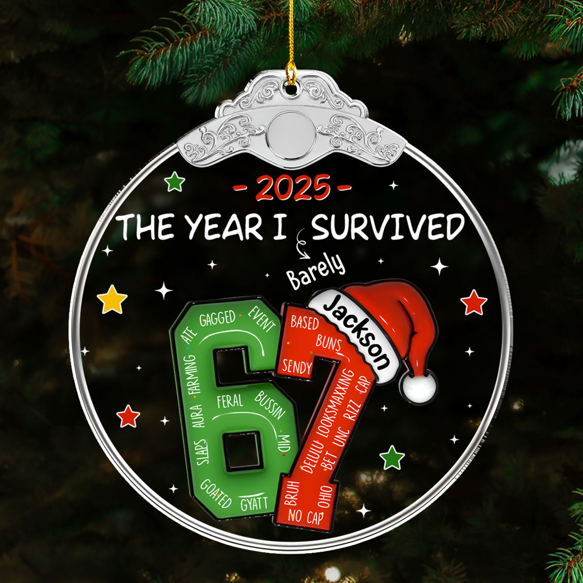 Custom Coworker Christmas Ornament, Team Appreciation Gift •  Coworker Six Seven Slang - Personalized Acrylic Ornament