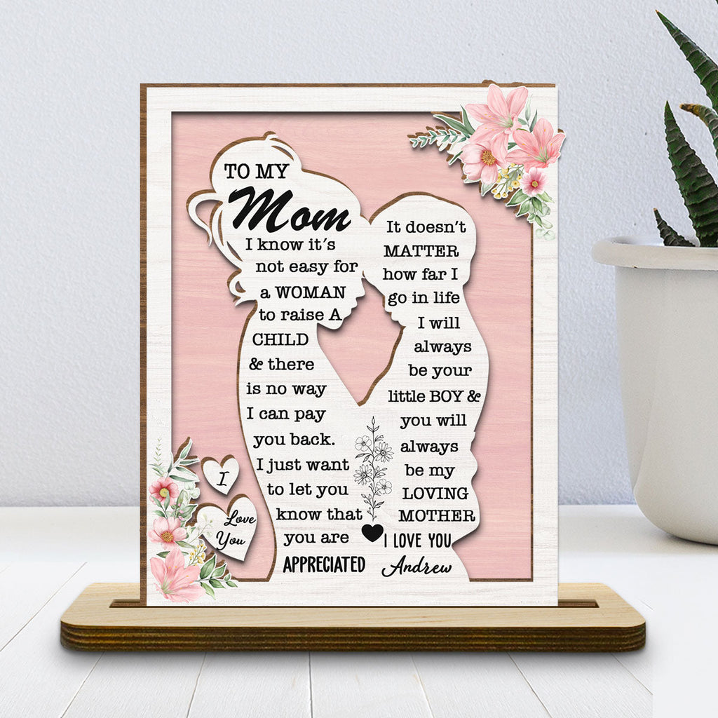 Custom Mother's Day Decor, Gift for Mom & Grandma • To My Mommy - Personalized 2-Layer Wood Plaque With Flat Base