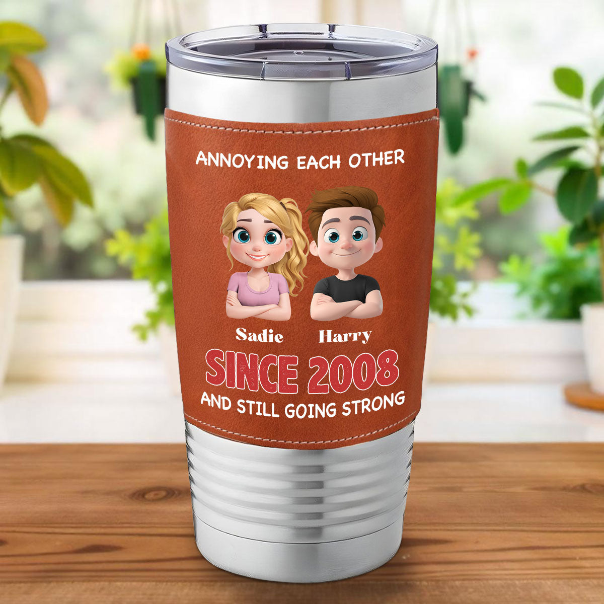 Custom Christmas Anniversary Gifts For Husband • With You Forever - Personalized Leather Tumbler