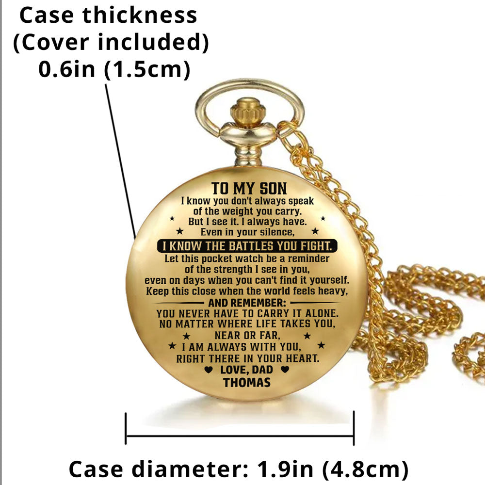 My Son My Strength - Personalized Print Pocket Watch