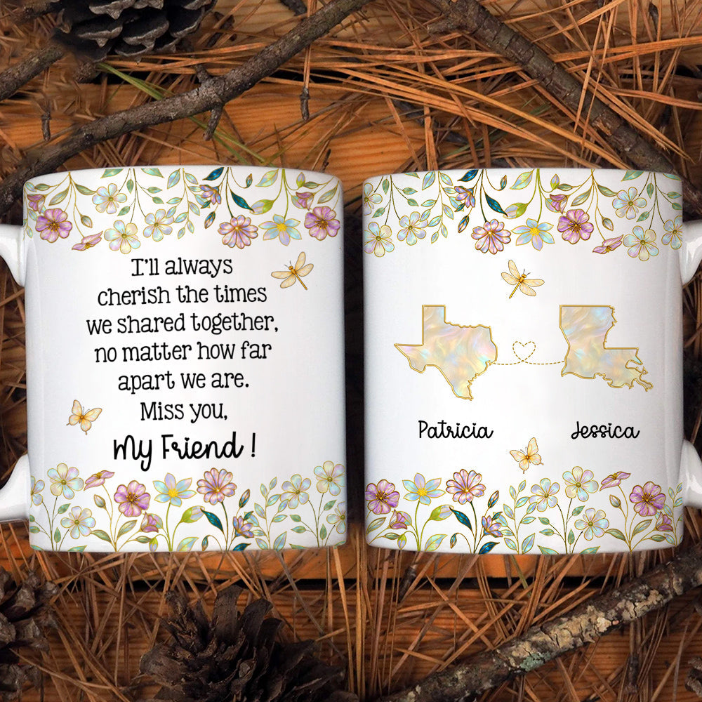 Custom Best Friend, Christmas & Birthday Friendship Keepsake Gift • Miss You My Bestie - Personalized Coffee Mug