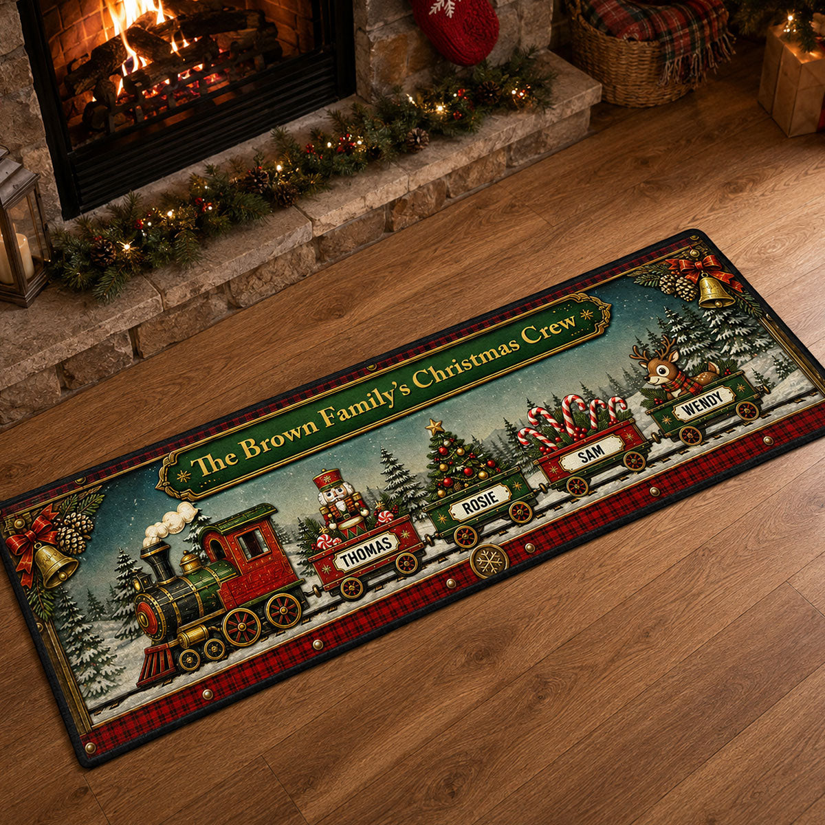 Custom Family Name Christmas Rug, Holiday Gift For Family Members • Christmas Family Journey - Personalized Runner Rug
