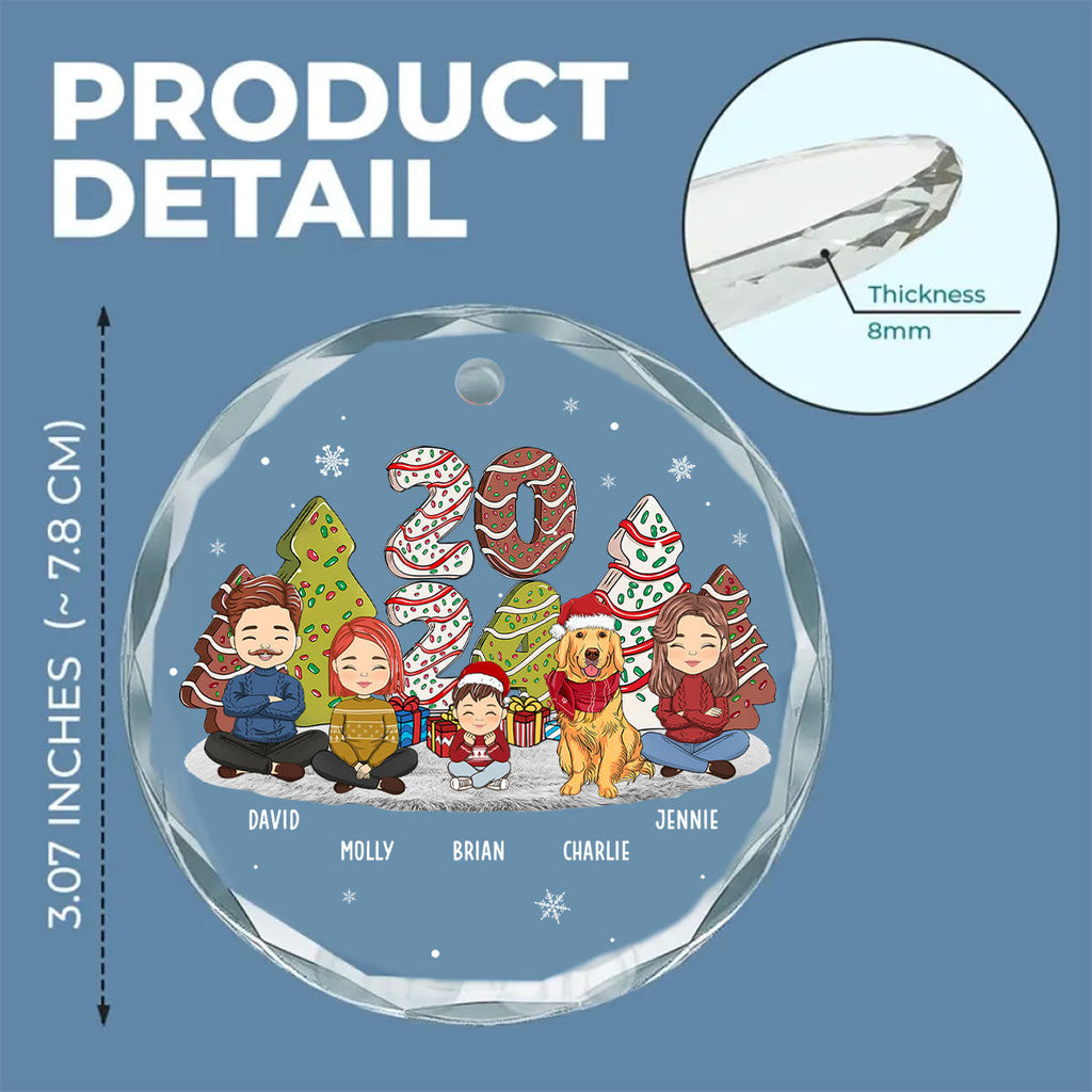 Custom Family Ornament, Christmas Gift for Family Members •  Family Cake - Personalized Glass Ornament