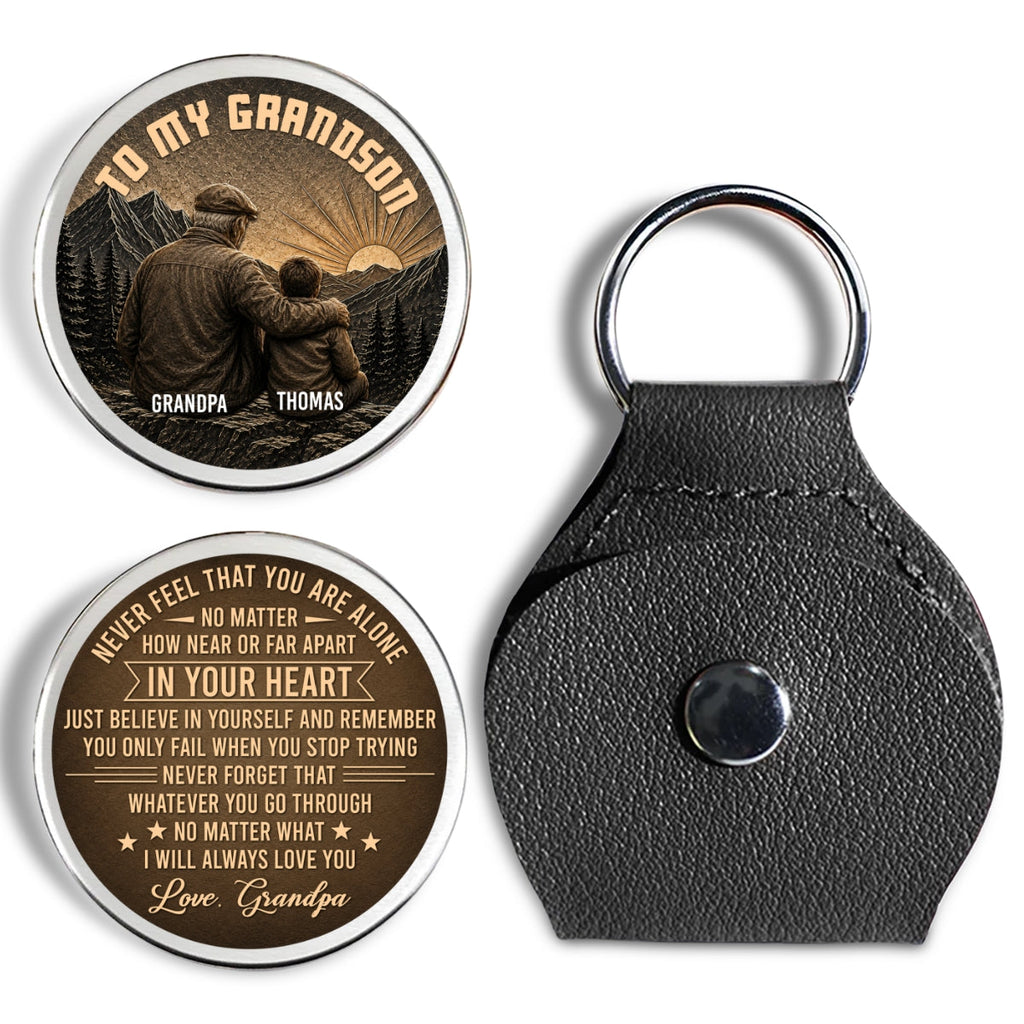 Custom Coin Keychain For Grandson Nephew, Family Keepsake • Nothing Will Ever Change That - Personalized Pocket Hug
