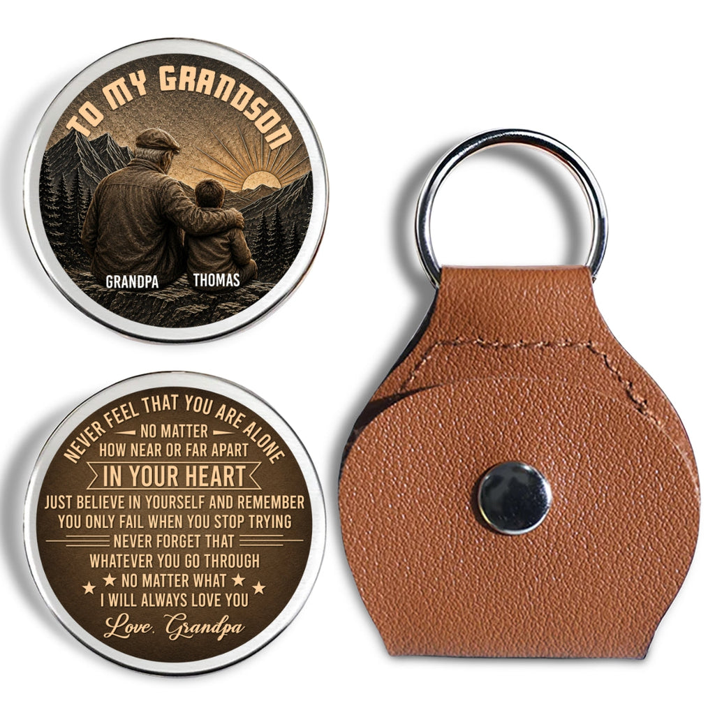 Custom Coin Keychain For Grandson Nephew, Family Keepsake • Nothing Will Ever Change That - Personalized Pocket Hug