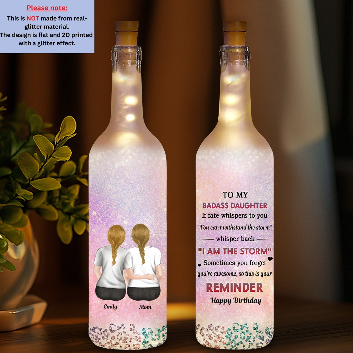 From Mom To Badass Daughter - Personalized Bottle Lamp