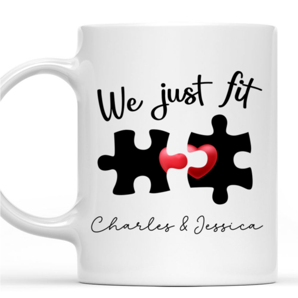 Custom Anniversary Keepsake Gifts For Couple • We Just Fit - Personalized Coffee Mug