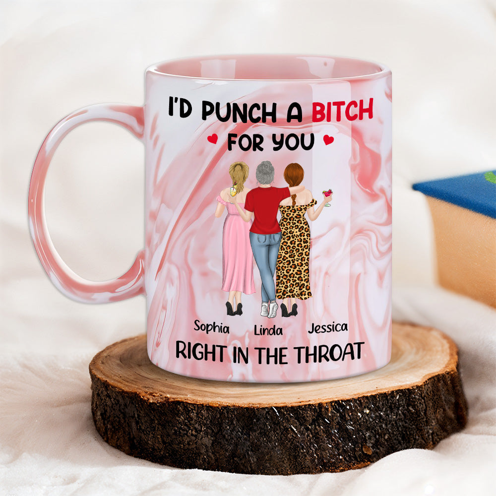 Custom Best Friend, Christmas & Birthday Friendship Keepsake Gift • Right In The Throat - Personalized Pink Marble Mug