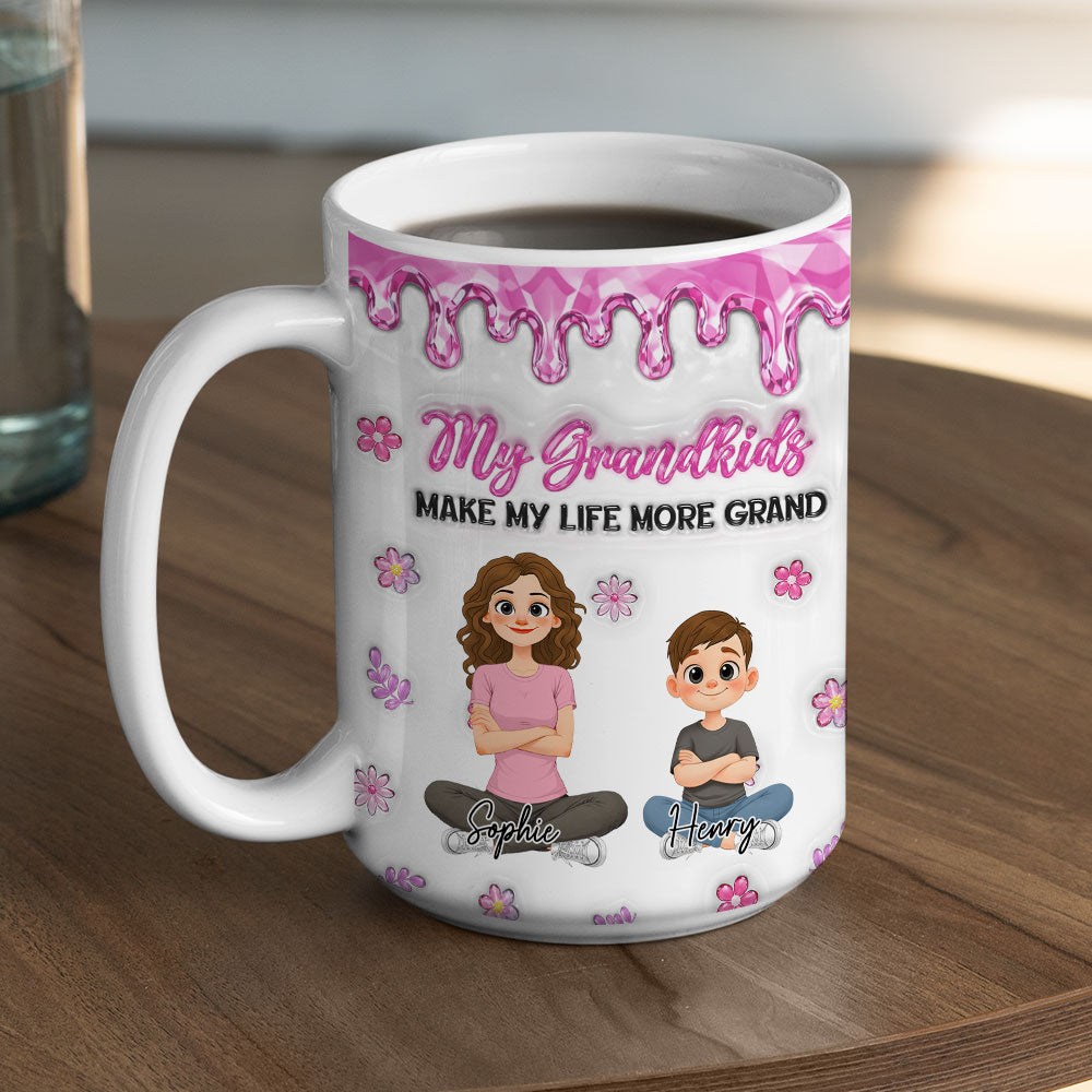 Custom Mother's Day Gift for Mom & Grandma • Lovely Grandkids And Grandma - Personalized 3D Inflated Effect Mug