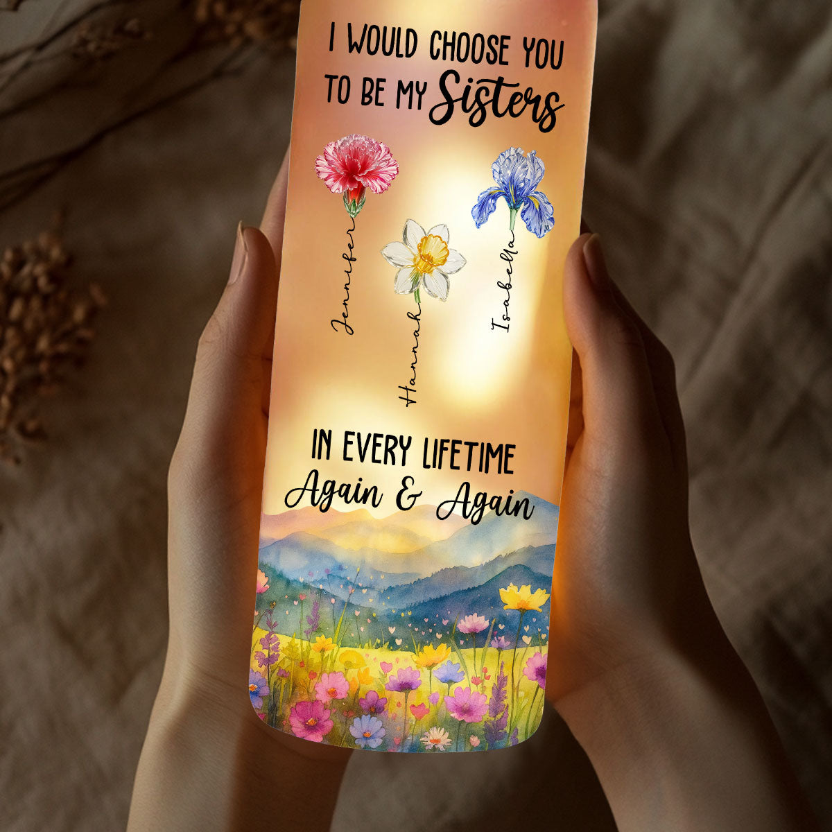 Always Choose You My Sisters - Personalized Bottle Lamp