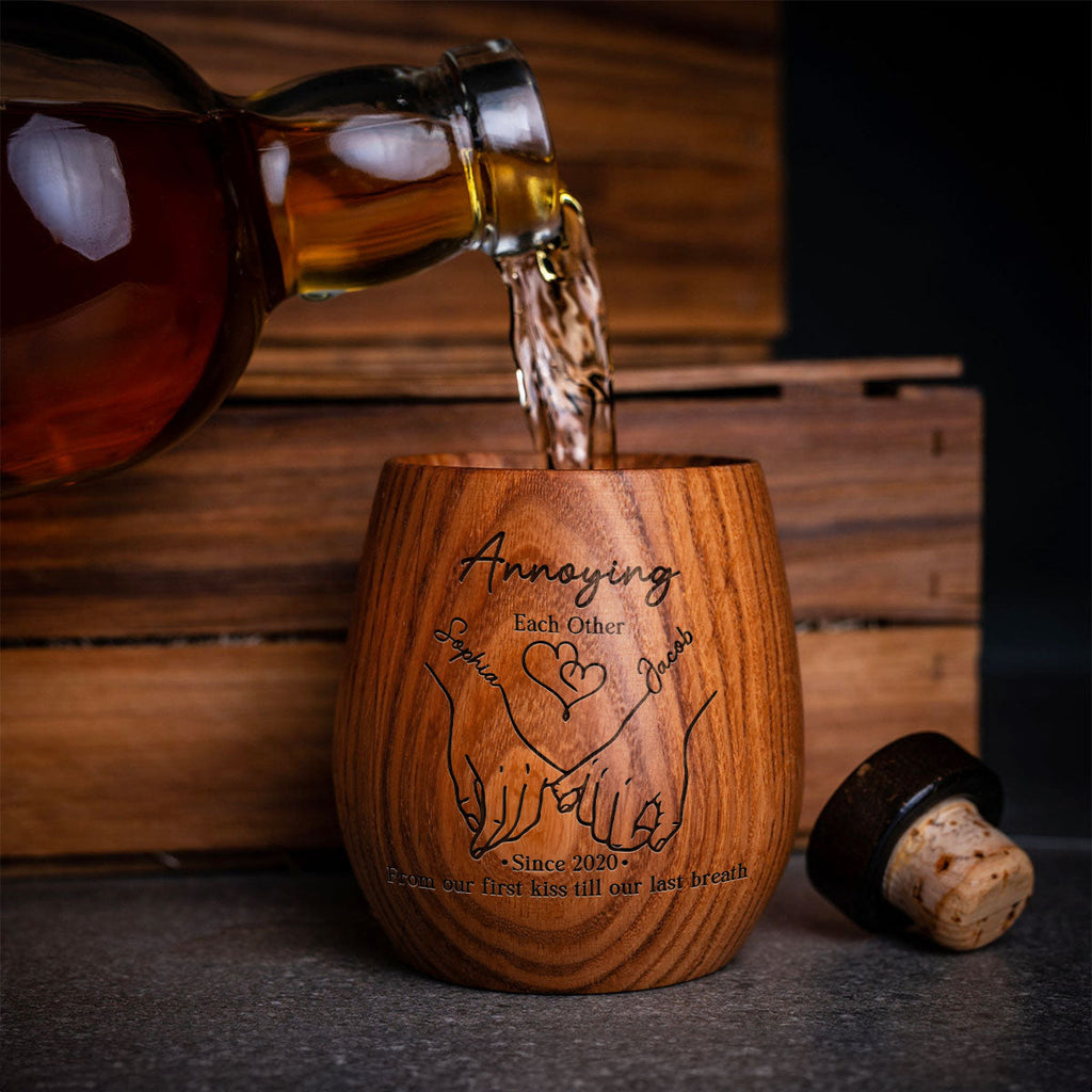 Annoying You Daily - Personalized Engraved Wooden Whiskey Glass