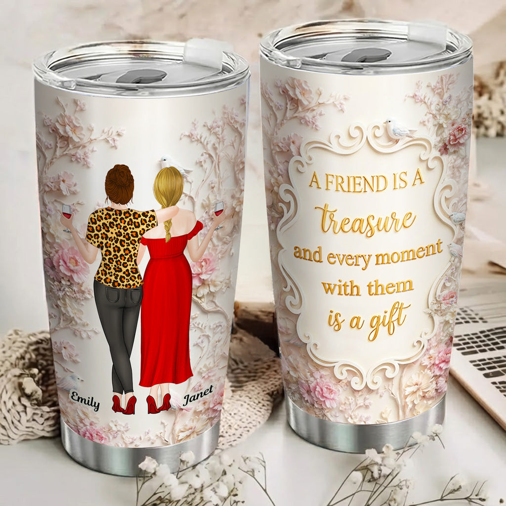 Custom Christmas Birthday Gifts For Best Friend • A True Treasure - Personalized 3D Effect Tumbler