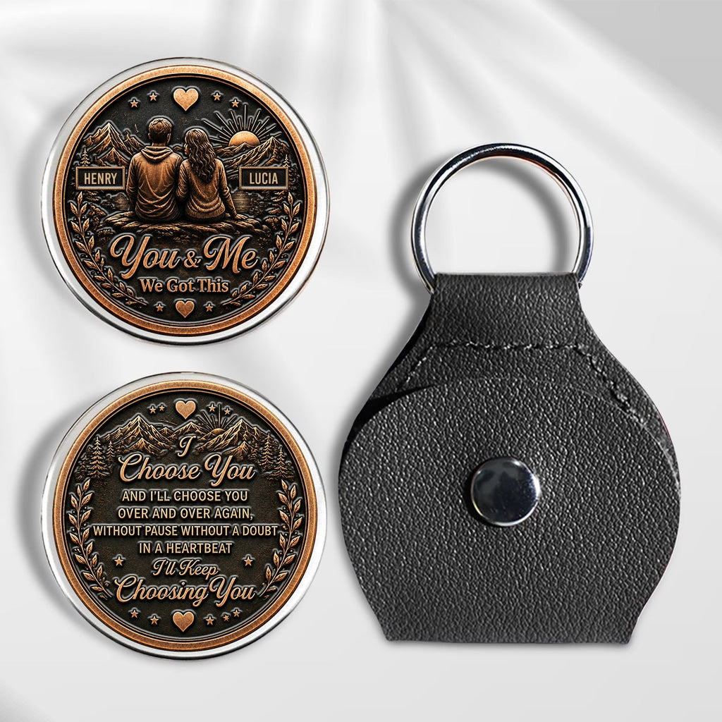 Custom Coin Keychain for Wife, Couple Anniversary Valentine's Day Gifts • You And Me Forever Always - Personalized 3D Printing Pocket Hug
