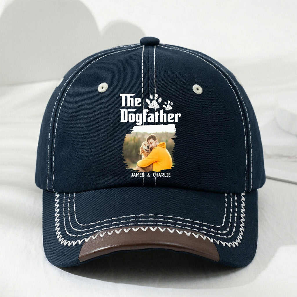 Cool Dog Father Photo - Personalized Vintage Soft Baseball Cap