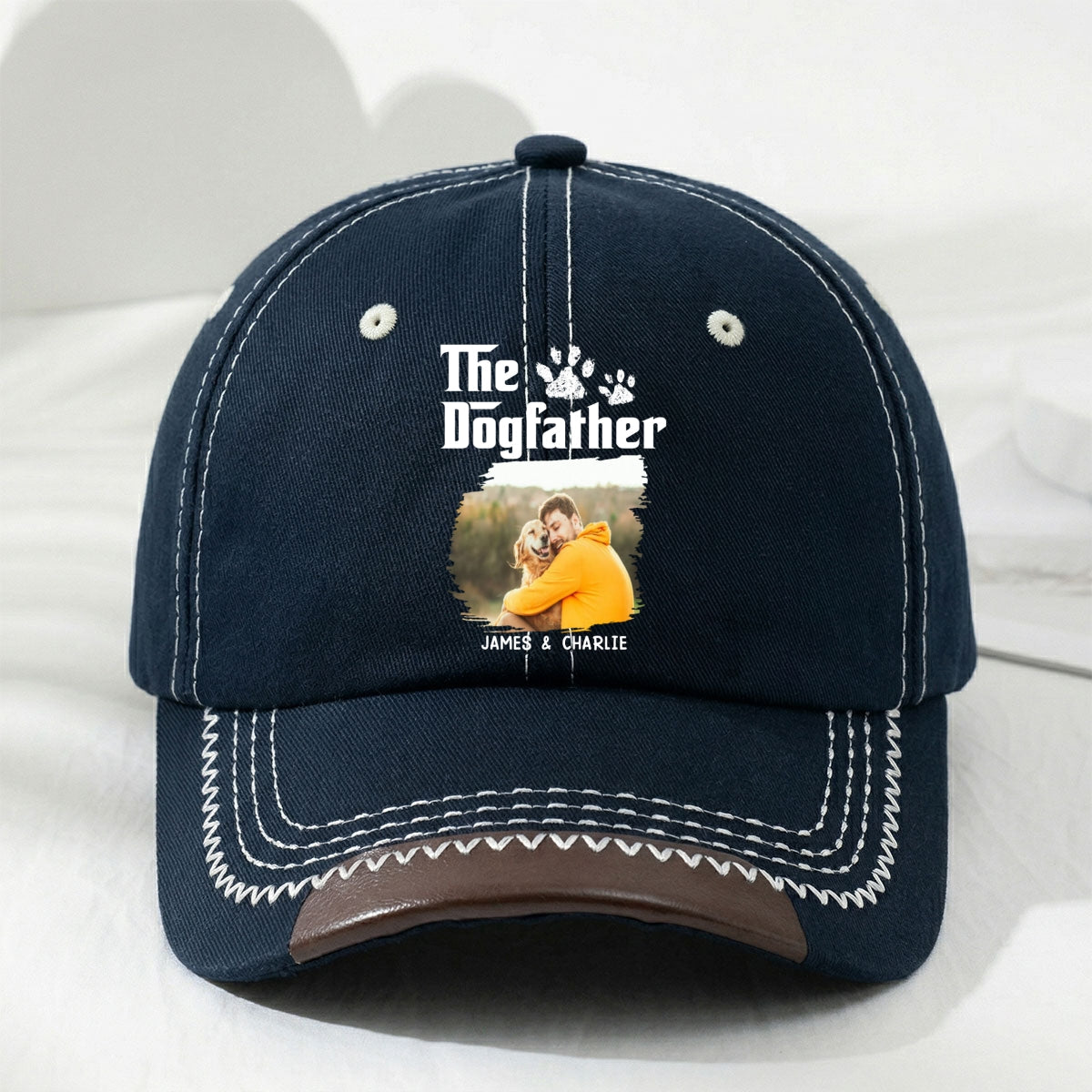 Cool Dog Father Photo - Personalized Vintage Soft Baseball Cap