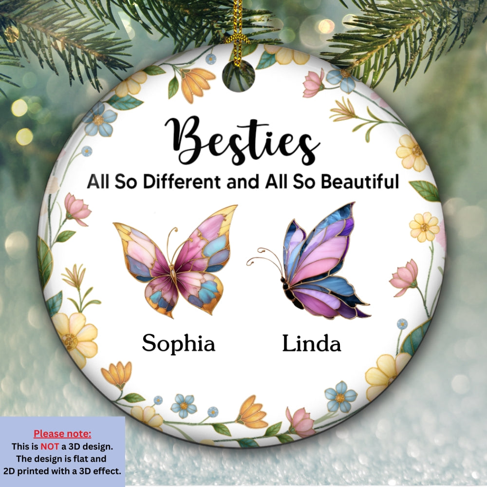 Custom Sister Christmas Ornament •  All So Beautiful - Personalized Ceramic Ornament