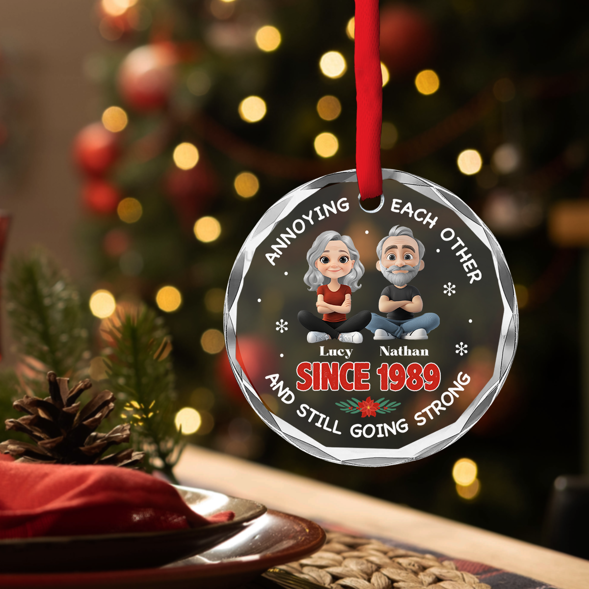 Custom Keepsake Christmas Ornament •  Forever In Love - Personalized Glass Ornament