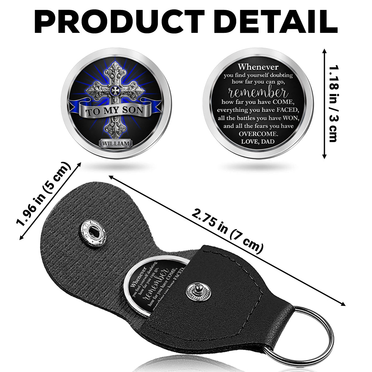 Custom Son Coin Keychain, Christian Gift, Faith Keepsake • The Strongest Man - Personalized 3D Effect Pocket Hug