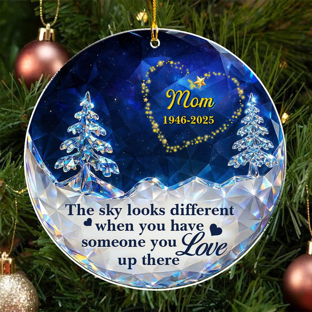 Custom Memorial Christmas Ornament, Sympathy Keepsake •  Crystal Sky - Personalized Acrylic Ornament