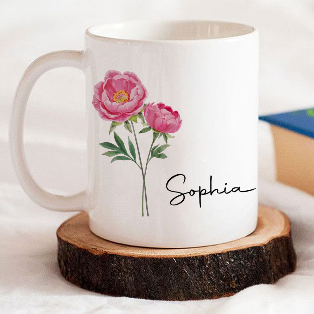 Custom Name & Birth Flower Birthday, Christmas Gift for Best Friend • Friends Are Flowers That Never Fade - Personalized Coffee Mug